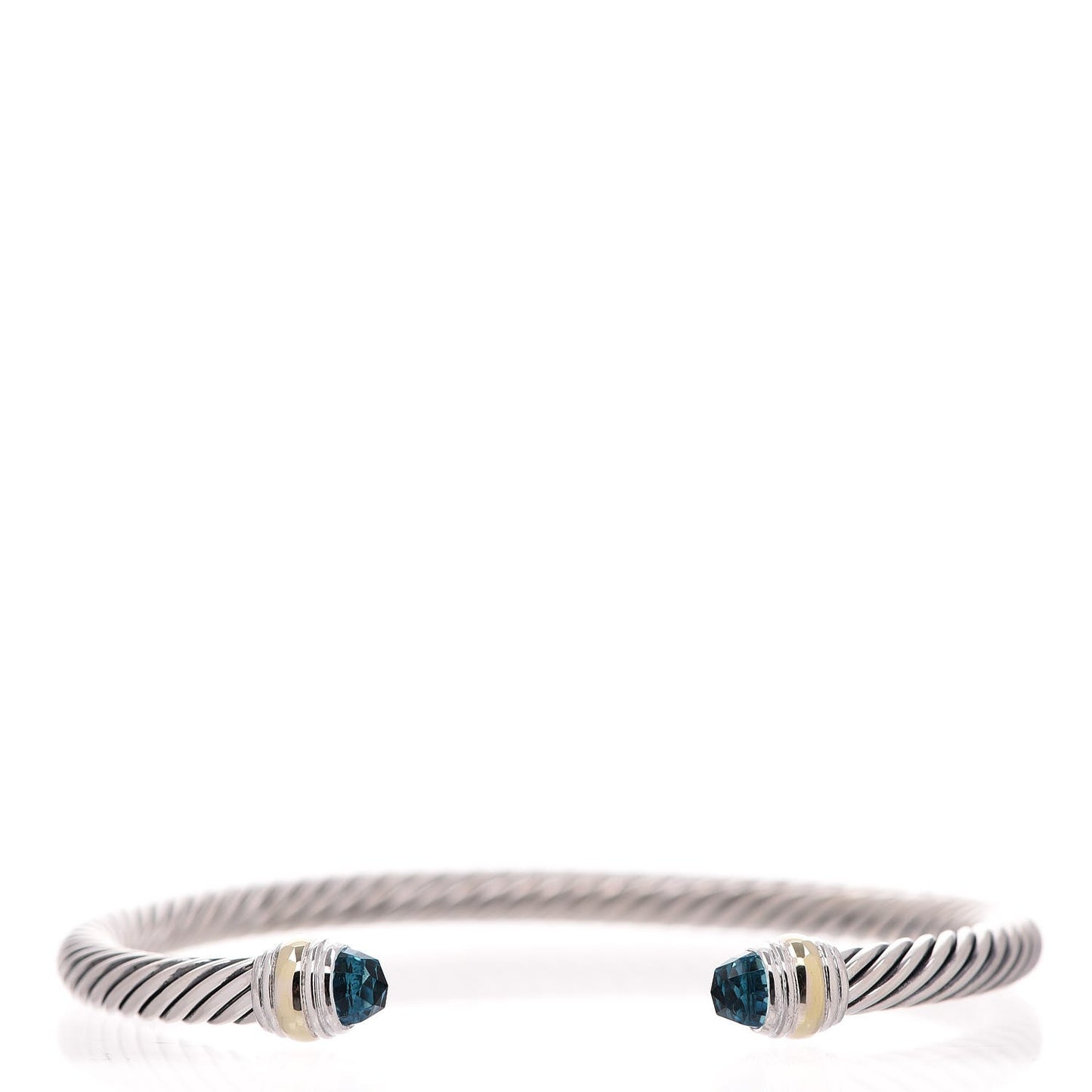 Sterling Silver 14K Yellow Gold Blue Topaz 5mm Cable Classics Bracelet