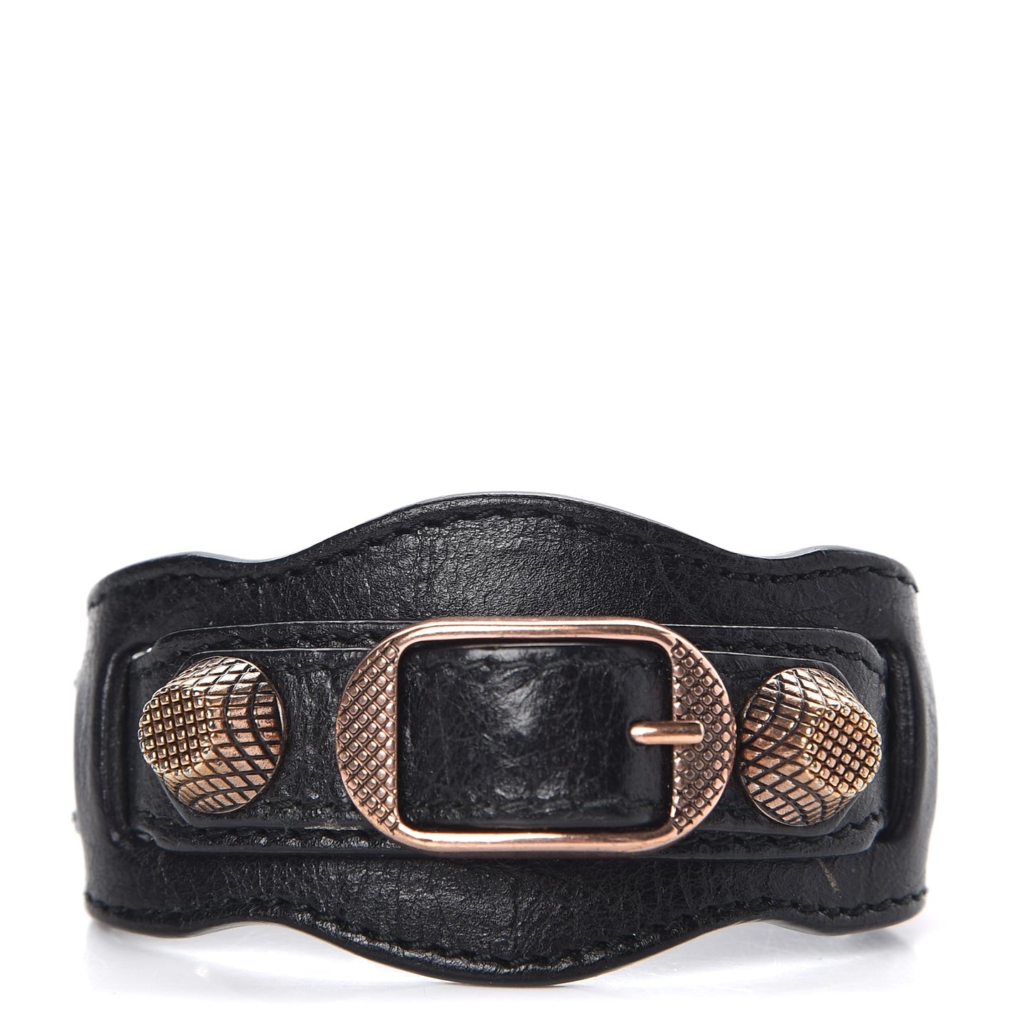 Agneau Arena Giant 12 Rose Gold Hardware Bracelet Black