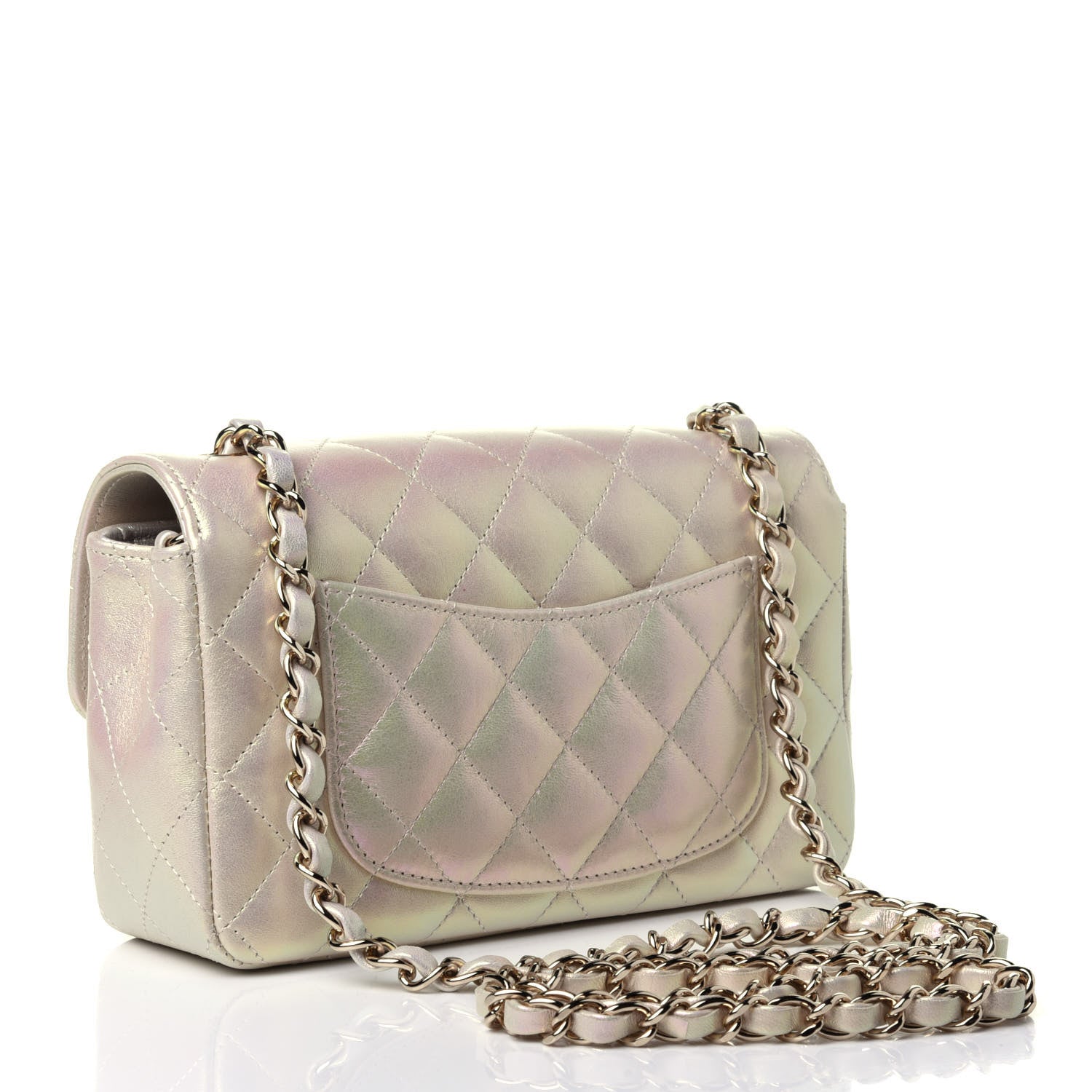 Chanel Iridescent Lambskin Quilted Mini Rectangular Flap Ivory 2 of 4