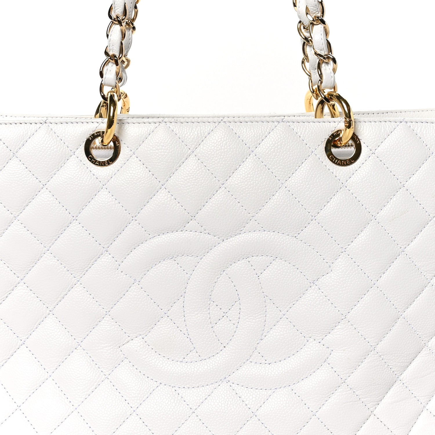 Chanel Caviar Quilted Grand Shopping Tote GST White 9 of 11