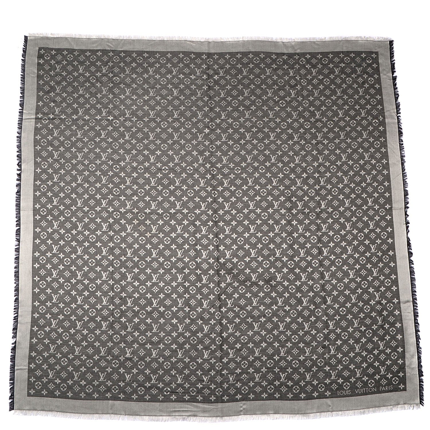 Louis Vuitton Wool Silk Monogram Denim Shawl Black 3 of 5