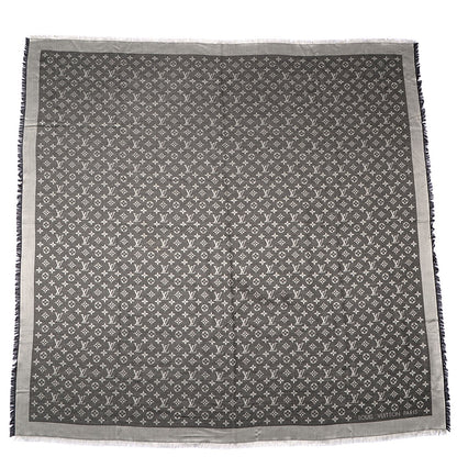Louis Vuitton Wool Silk Monogram Denim Shawl Black 3 of 5