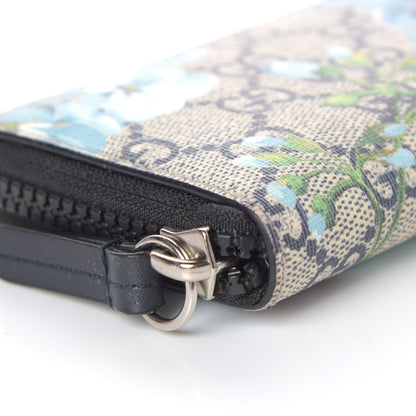 Gucci GG Supreme Monogram Blooms Zip Around Card Case Wallet Beige Blue Navy 7 of 10