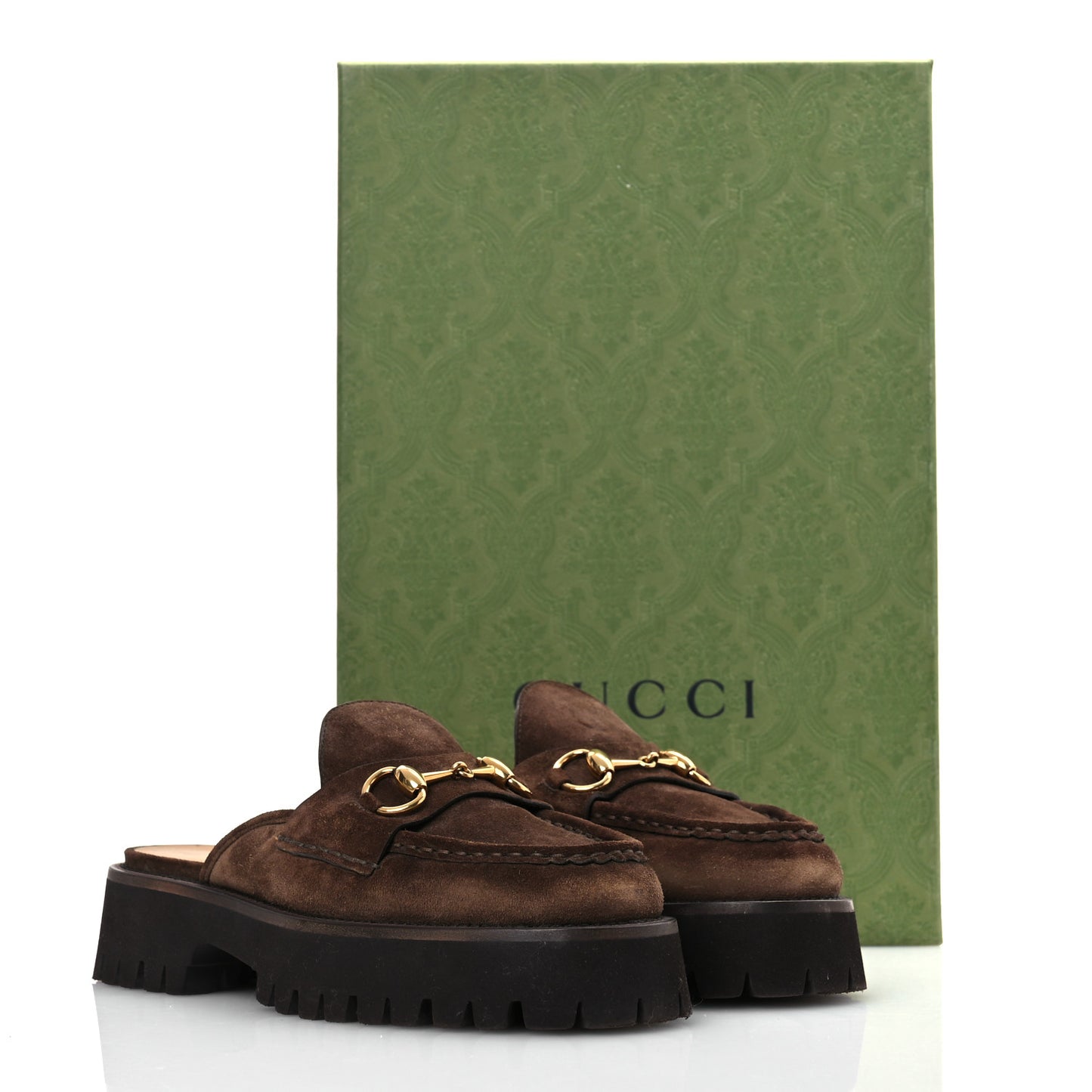 Suede Horsebit Platform Mules 37 Washed Brown
