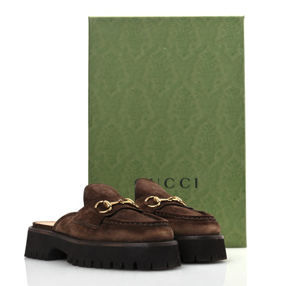 Gucci Suede Horsebit Platform Mules 37 Washed Brown 15 of 15