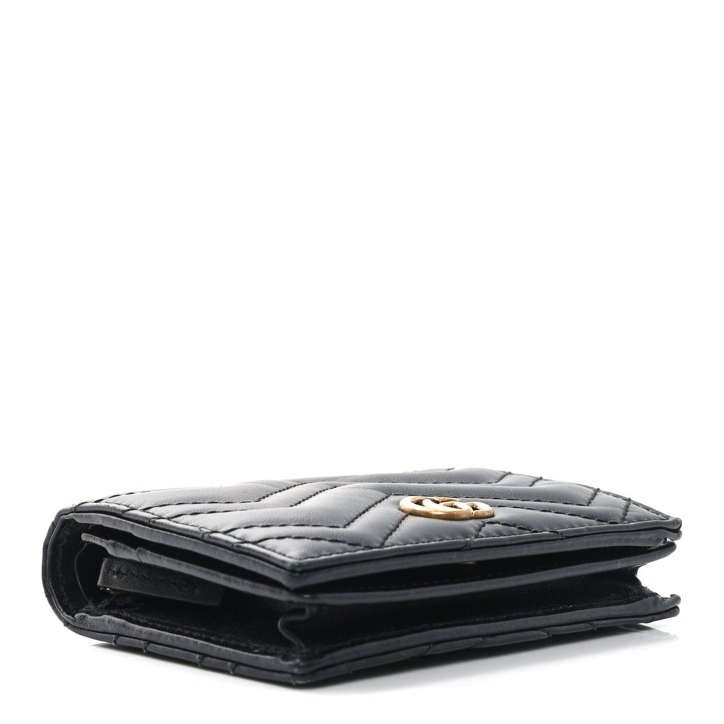 Calfskin Matelasse GG Marmont Card Case Wallet Black