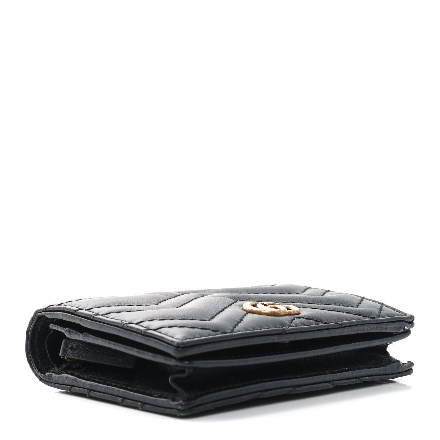 Gucci Calfskin Matelasse GG Marmont Card Case Wallet Black 4 of 9
