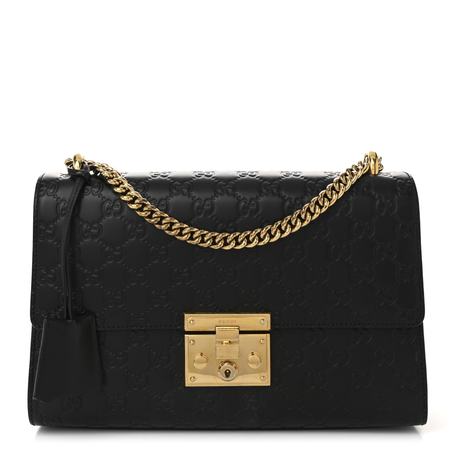 Guccissima Medium Padlock Shoulder Bag Black