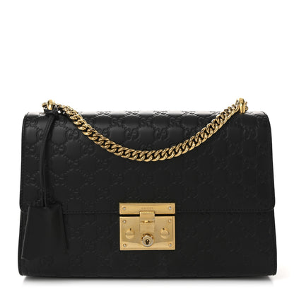 Gucci Guccissima Medium Padlock Shoulder Bag Black 1 of 17