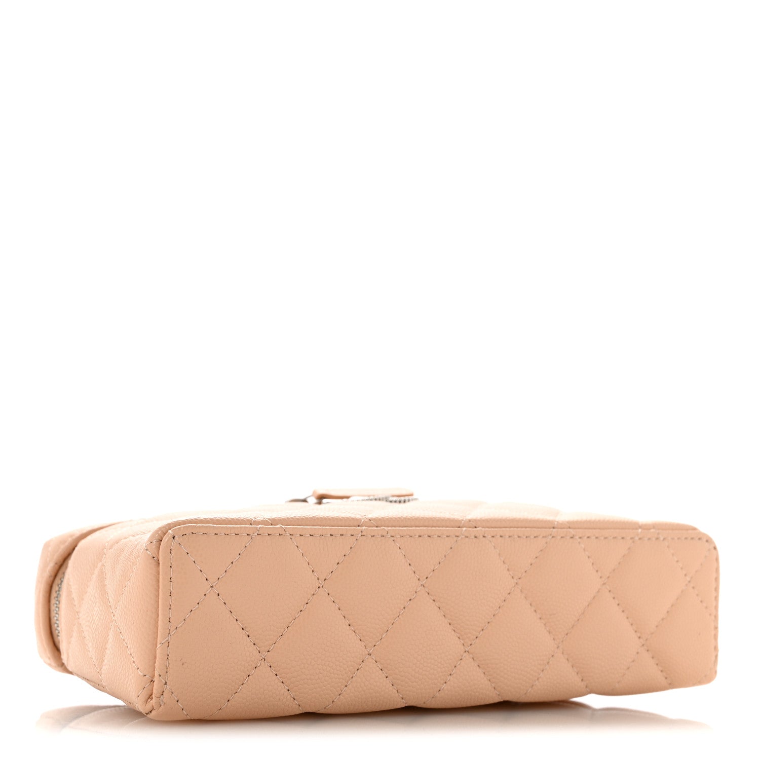 Chanel Caviar Quilted Ridged CC Top Handle Slim Vanity Case With Chain Beige 4 of 10
