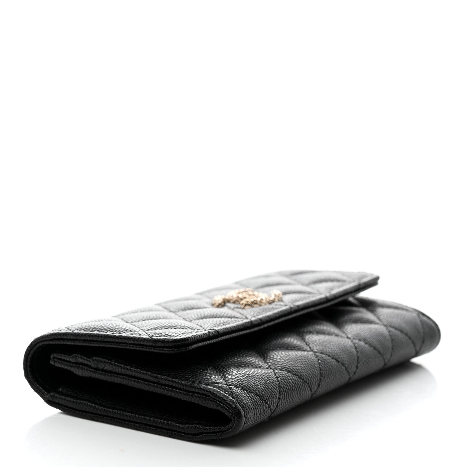 Chanel Caviar Metal Perforated Quilted CC Flap Wallet Black 4 of 8