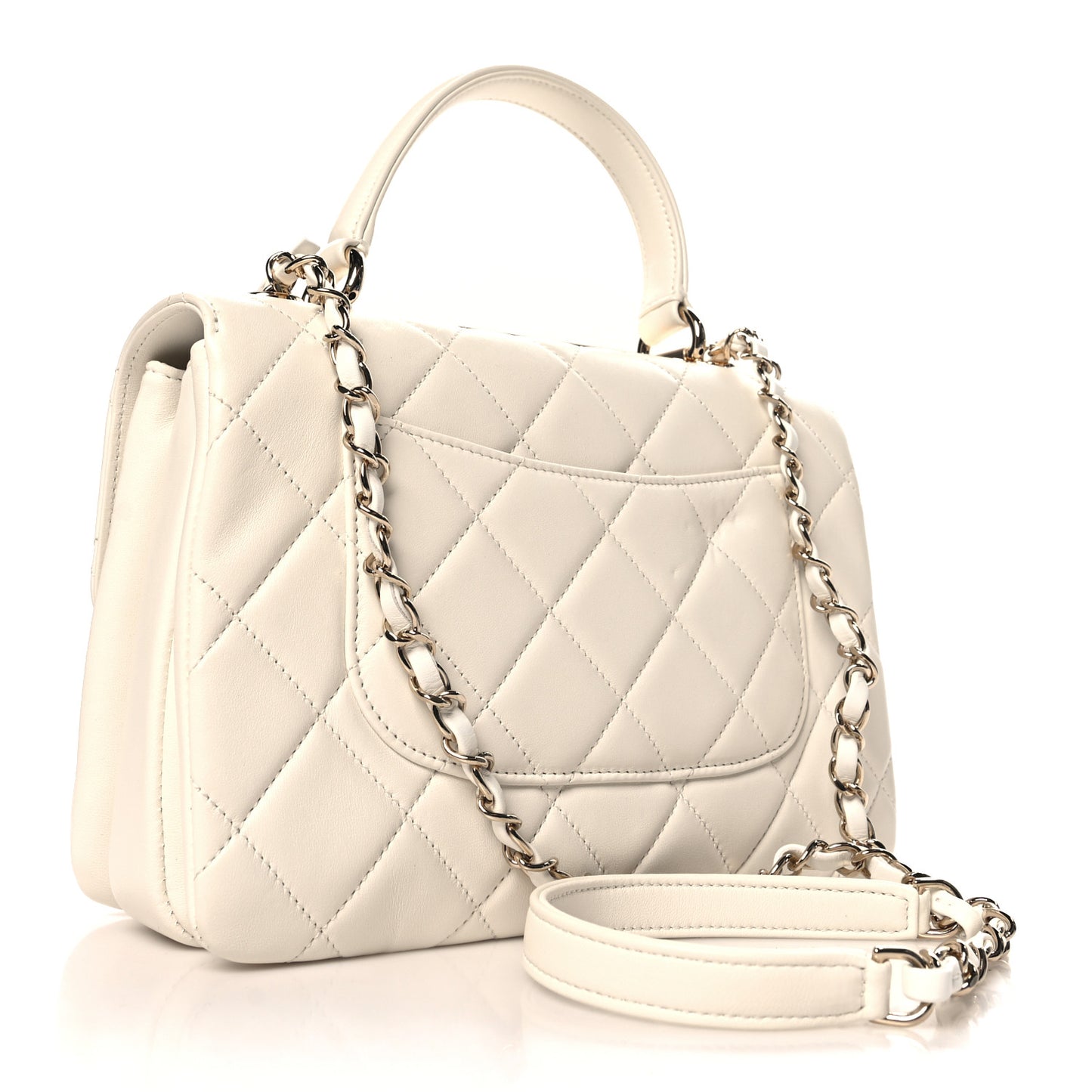 Lambskin Quilted Small Trendy CC Dual Handle Flap Bag White