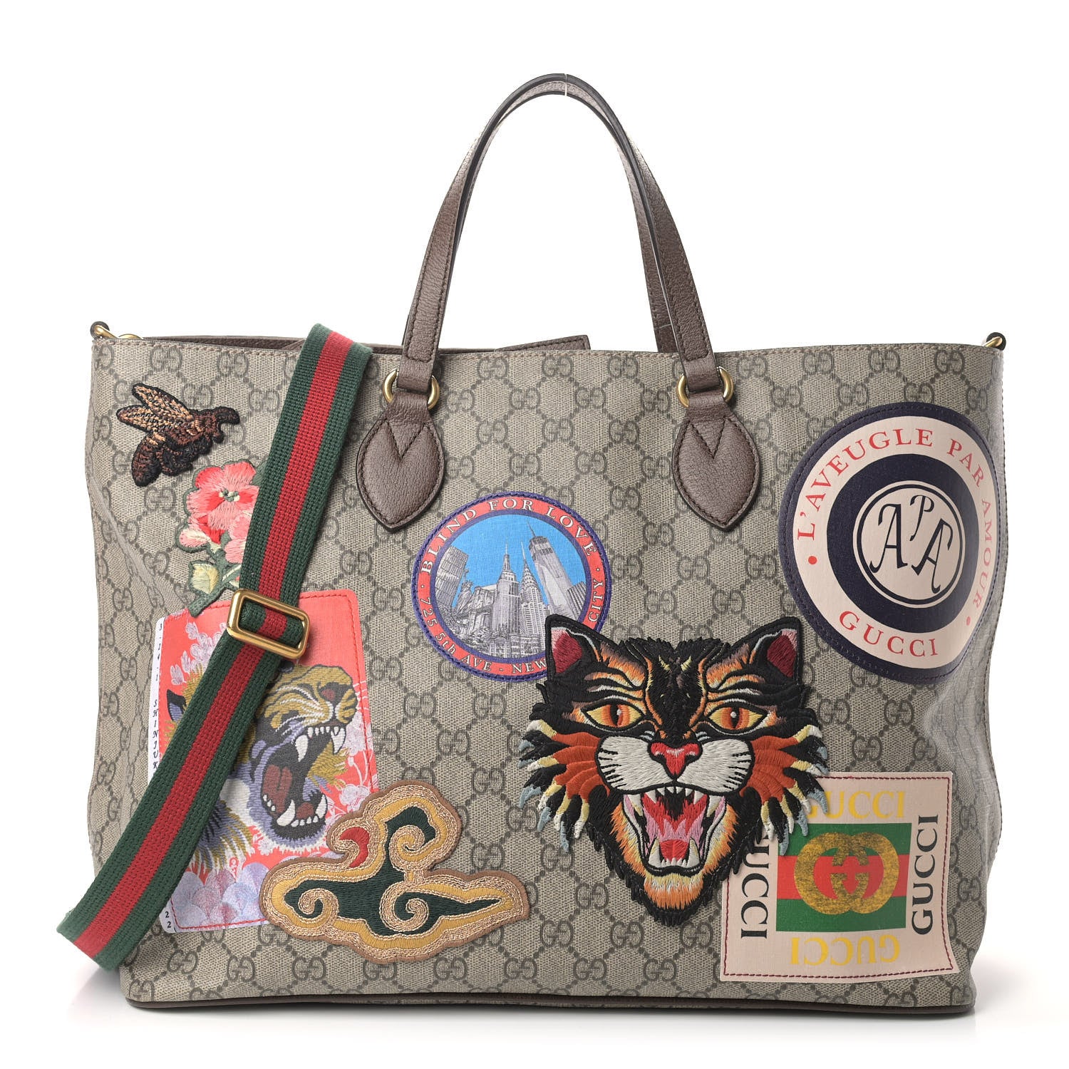 Gucci Soft GG Supreme Monogram Courrier Medium Crossbody Tote Beige New Acero 1 of 9