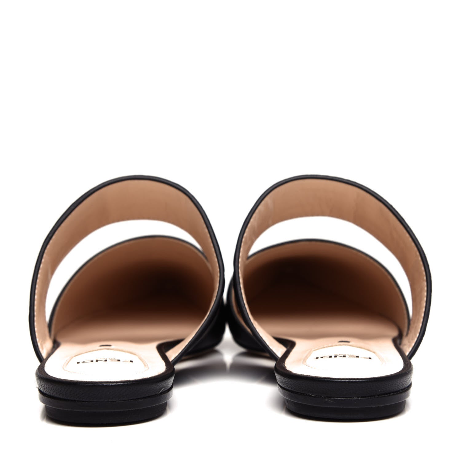 Fendi Vitello FF Embossed Flat Mules 36 Black 7 of 10