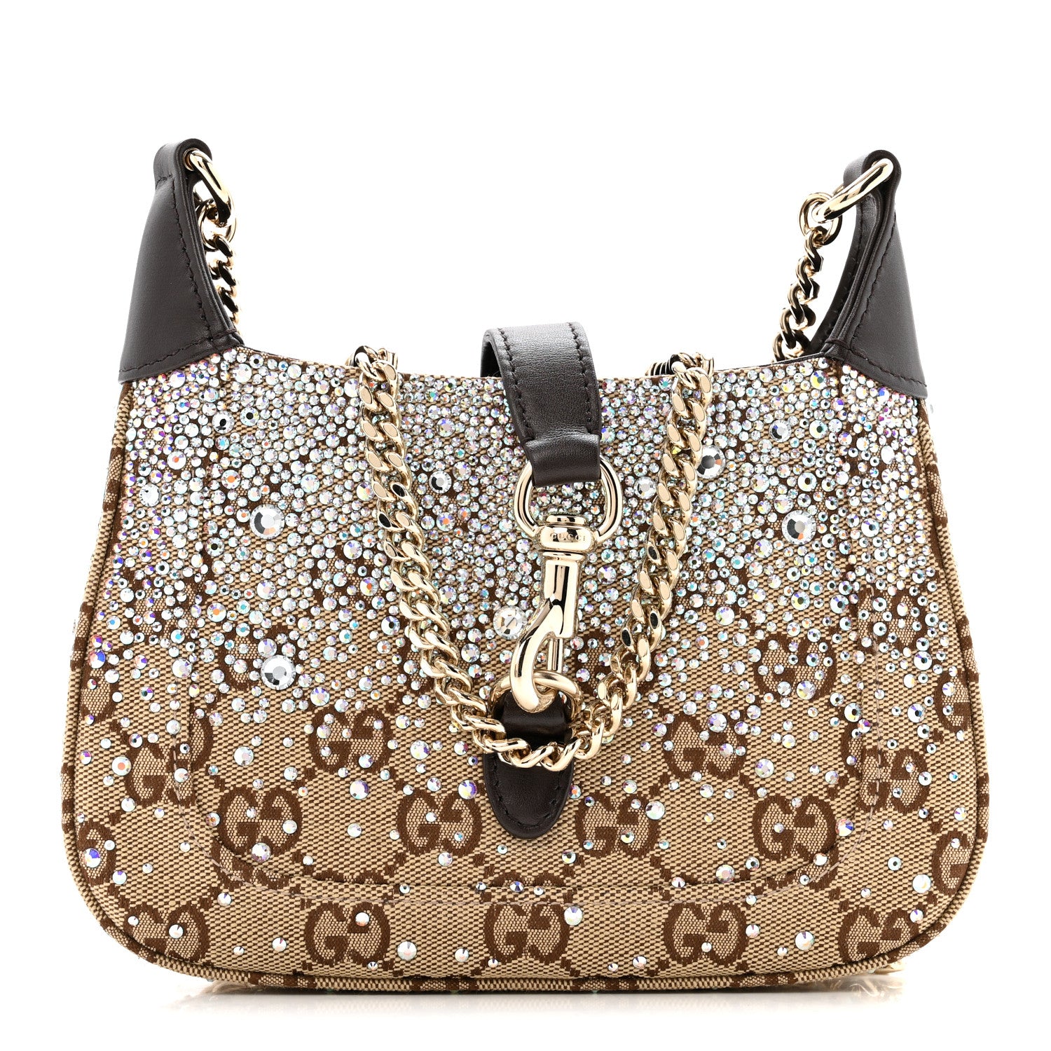 Gucci Monogram Crystal Mini Jackie Notte Bag Camel Ebony 1 of 11