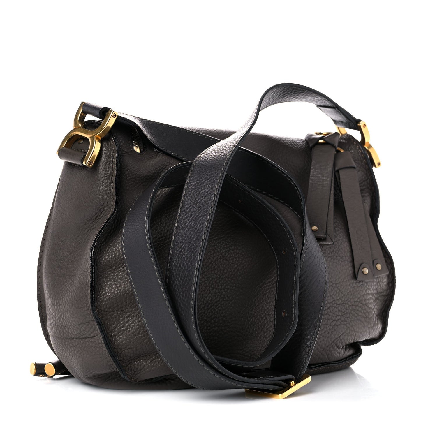 Calfskin Medium Marcie Round Zip Crossbody Ash