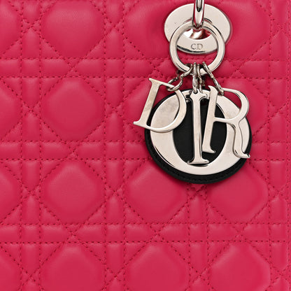 Christian Dior Lambskin Cannage Medium Tri-Color Lady Dior Fuchsia Anemone Black 8 of 10