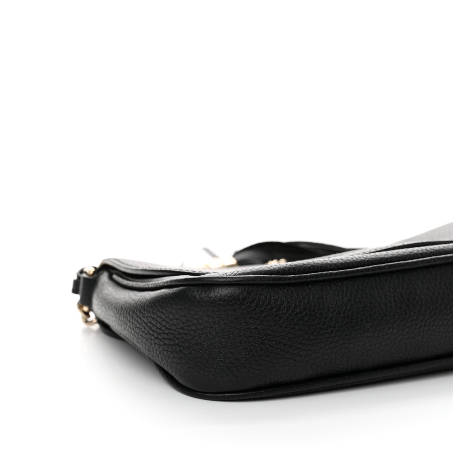 Pebbled Calfskin Medium Soho Flap Crossbody Black