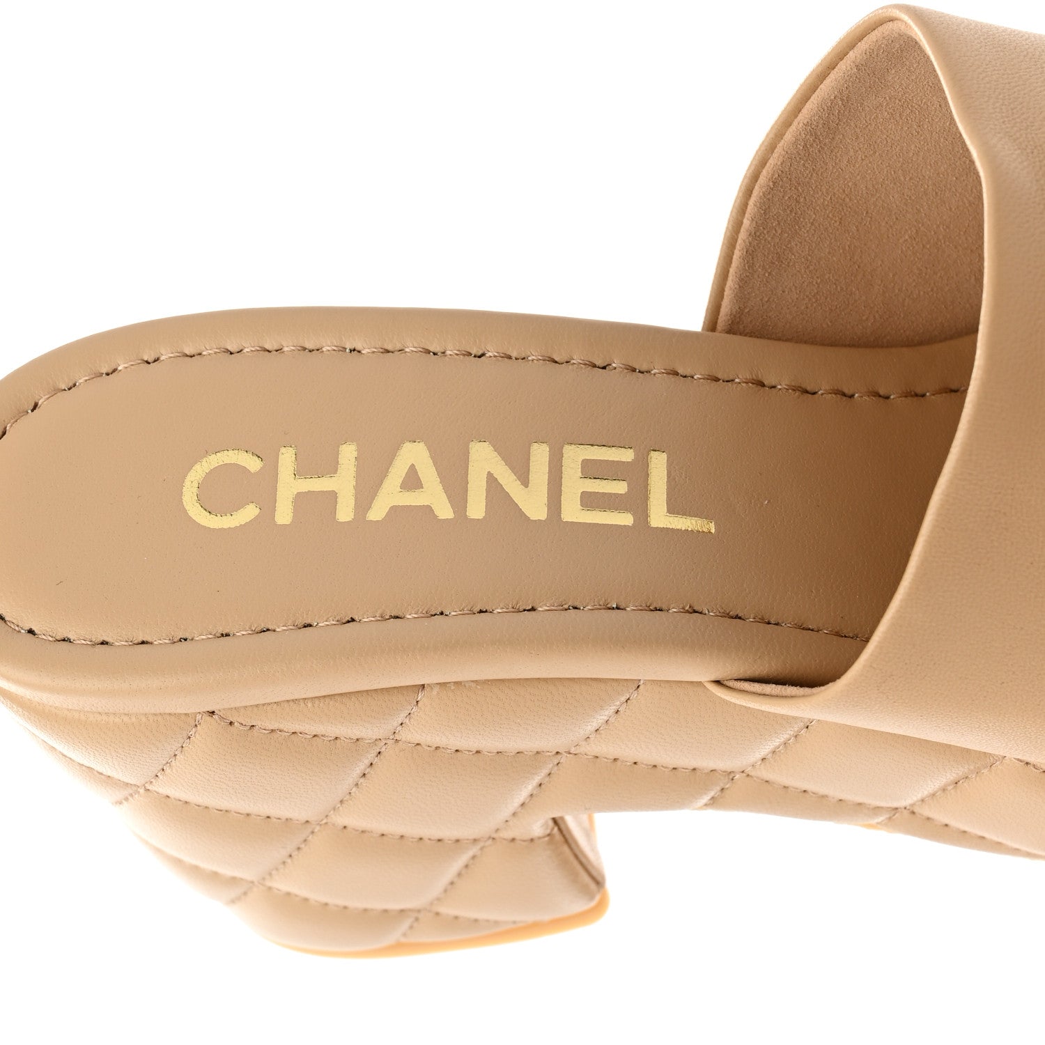Chanel Lambskin Quilted CC Platform Mules 37.5 Beige 8 of 10