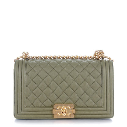 Chanel Caviar Quilted Medium Boy Flap Khaki 1 of 8