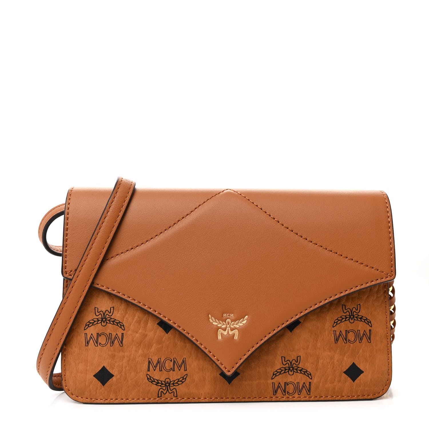 MCM Visetos Mini Diamond Shoulder Bag Cognac 1 of 10
