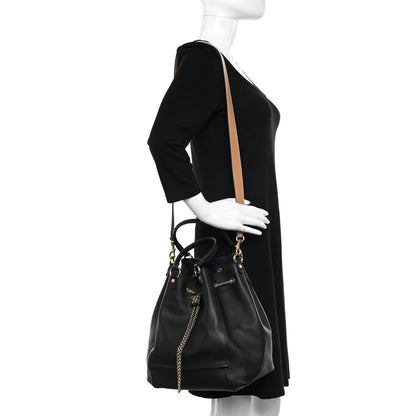 Fendi Vitello Grace King Karligraphy Chain Bucket Bag Black Bisquit 2 of 13
