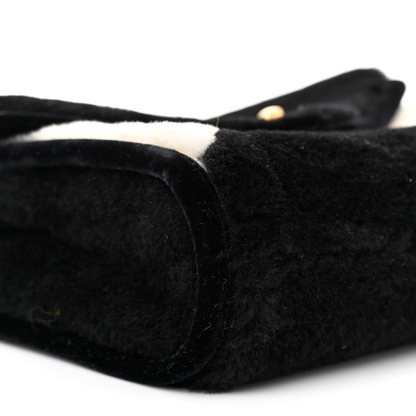 Shearling Checkered Flap Bag Black White