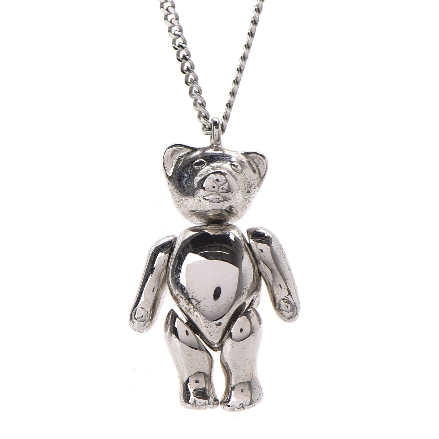 Teddy Bear Necklace Silver