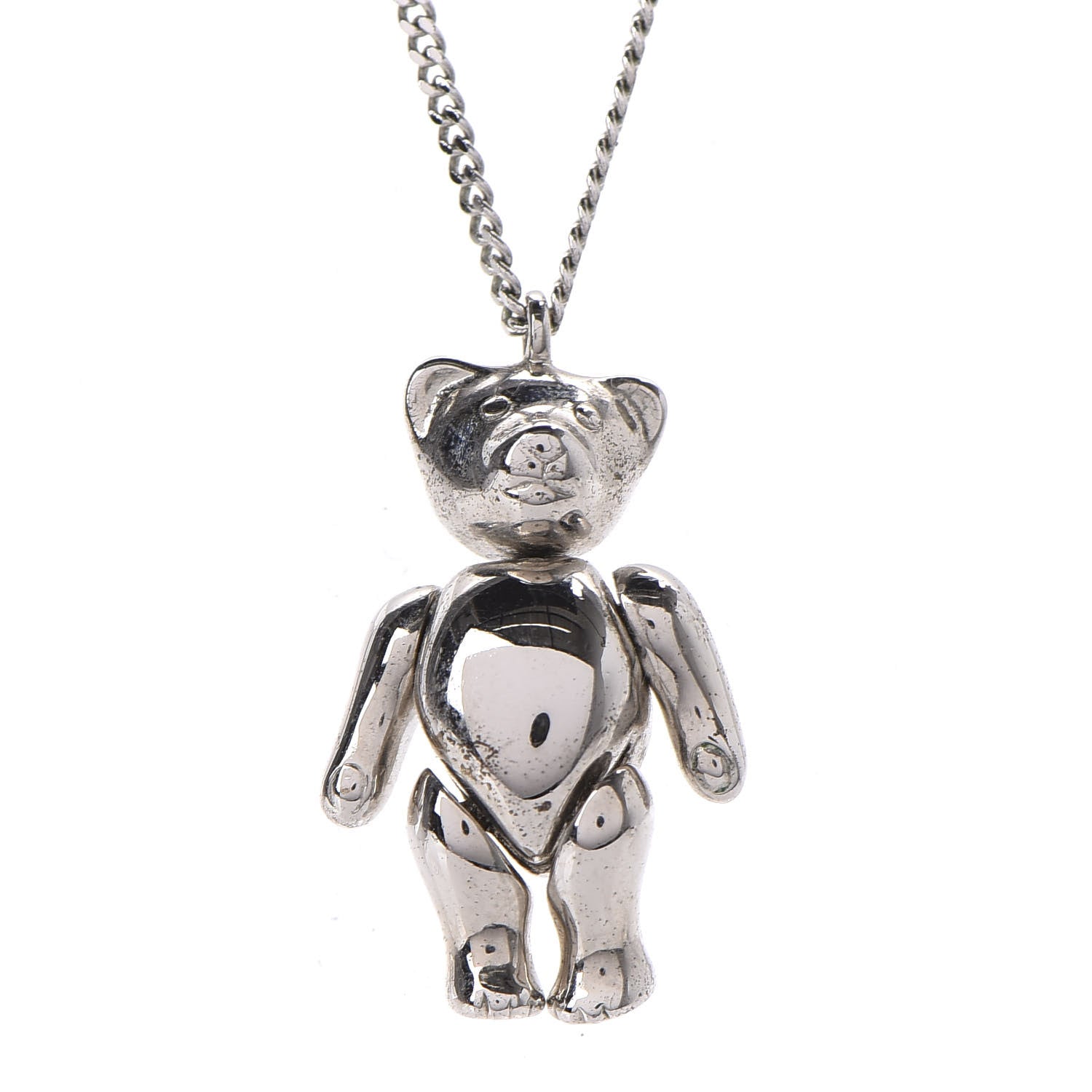 Christian Dior Teddy Bear Necklace Silver 4 of 7