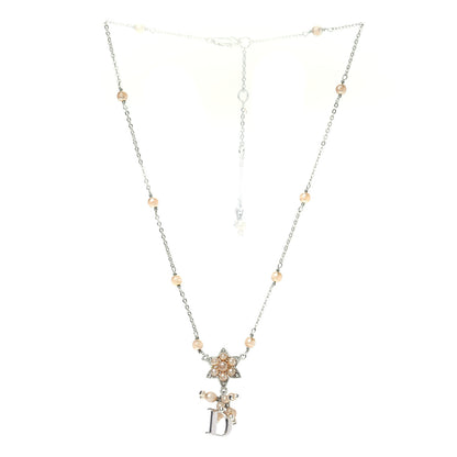 Christian Dior Pearl Logo Star Necklace Silver 3 of 4