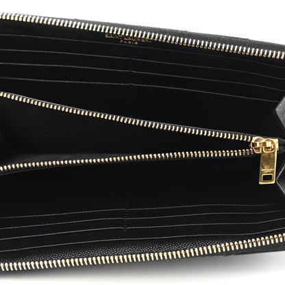 Saint Laurent Grain De Poudre Matelasse Chevron Monogram Zip Around Wallet Black 5 of 10