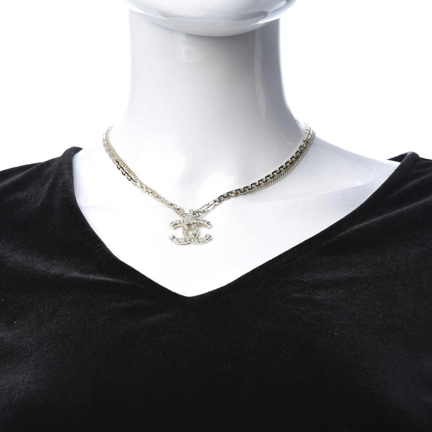 Crystal CC Multi Strand Chain Necklace Gold