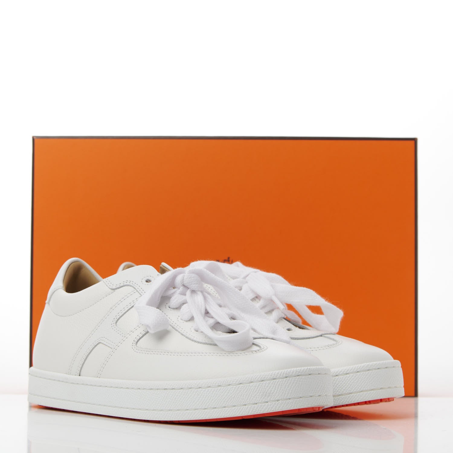 Hermes Epsom Womens Boomerang Sneakers 37.5 White 13 of 13