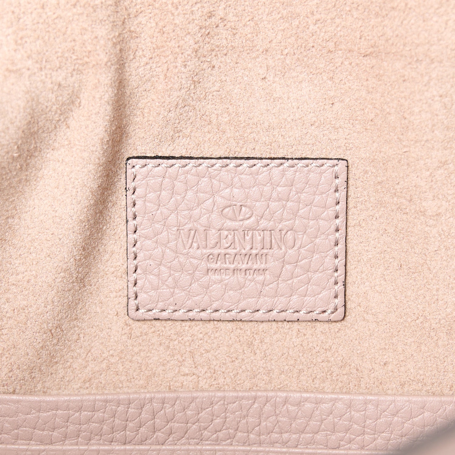 Valentino Garavani Pebbled Calfskin Large Rockstud Envelope Clutch Poudre 6 of 10