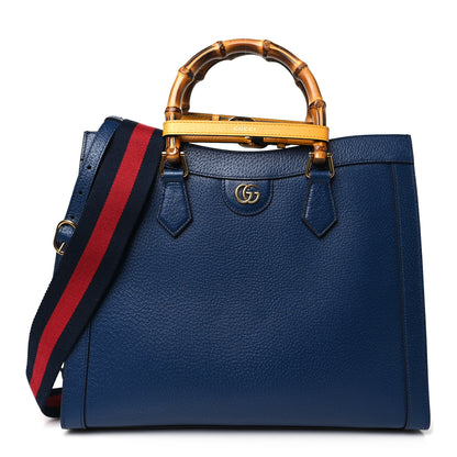 Gucci Textured Dollar Calfskin Web Medium Diana Tote Bag Royal Crop 1 of 10