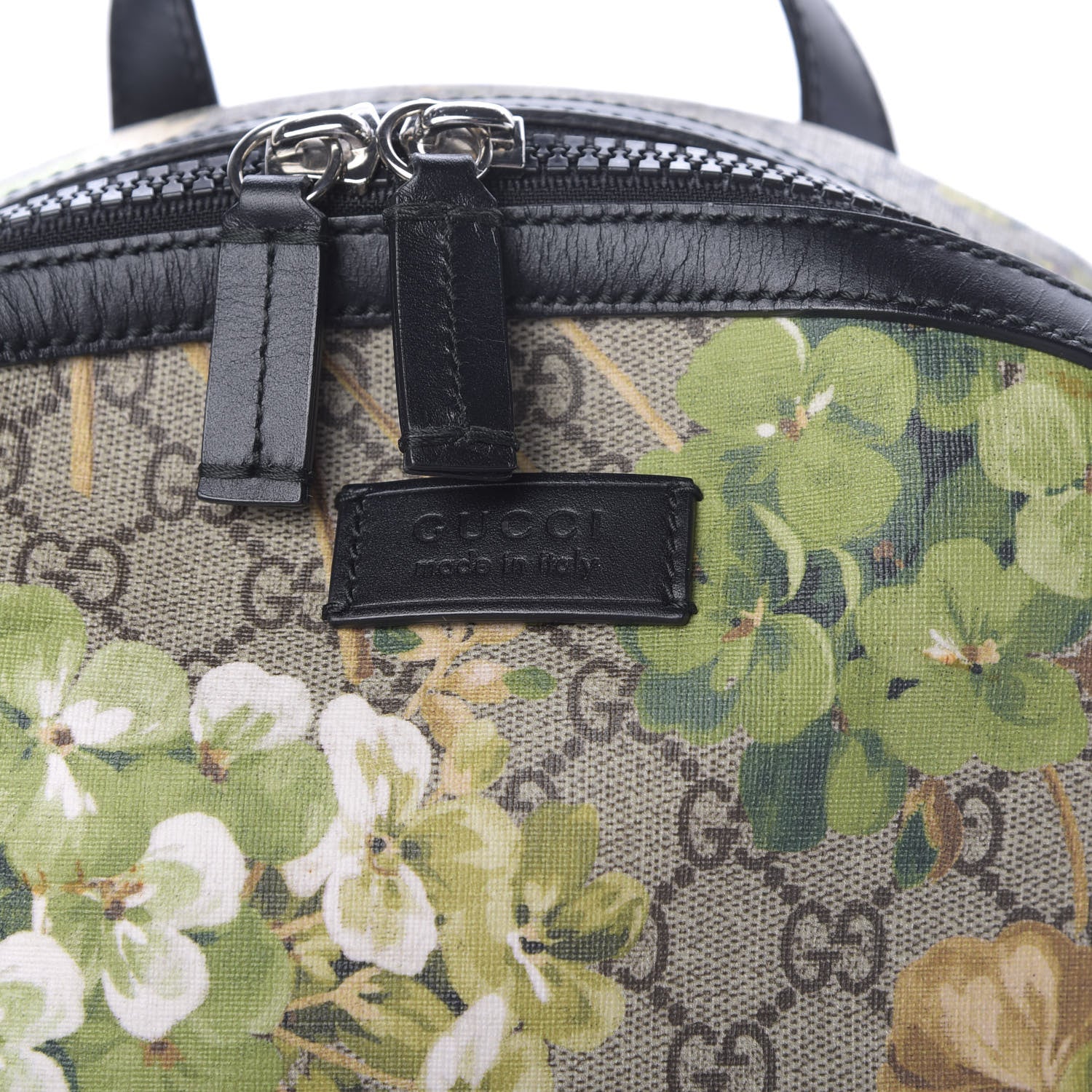Gucci GG Supreme Monogram Blooms Medium Day Backpack Beige New Military Black 9 of 9
