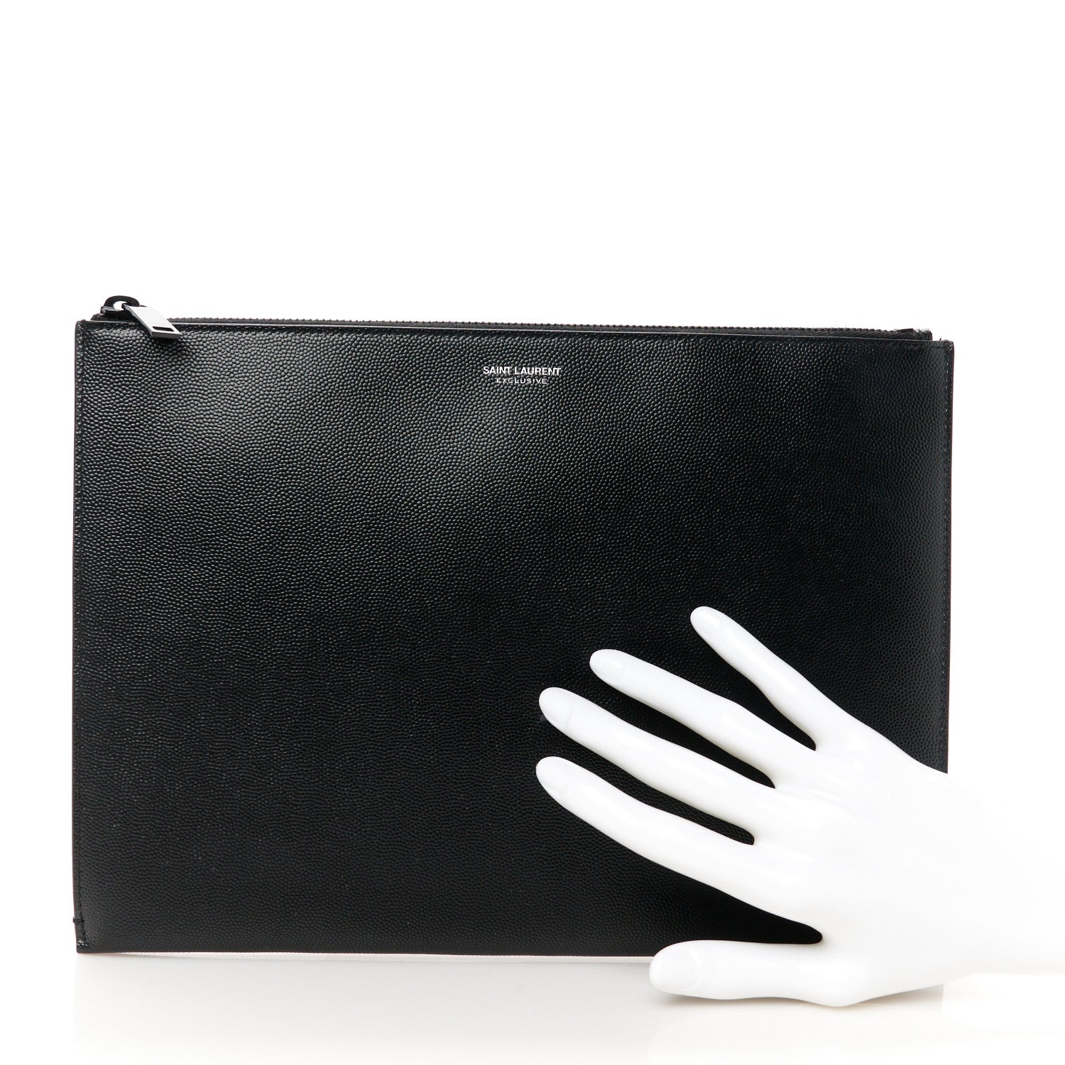 Saint Laurent Grain De Poudre Zipped Tablet Holder Black 2 of 9