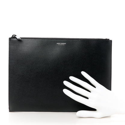 Saint Laurent Grain De Poudre Zipped Tablet Holder Black 2 of 9