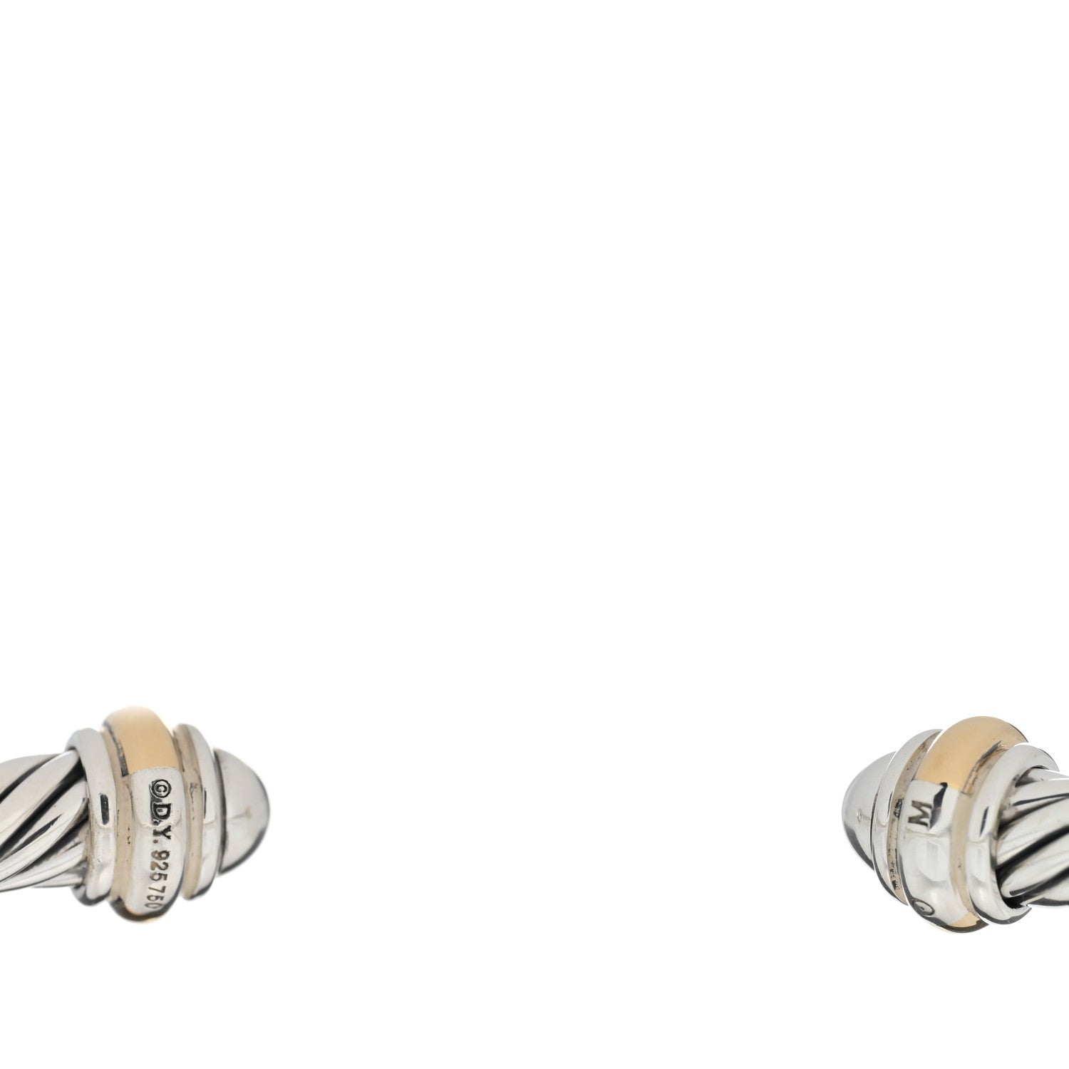 David Yurman Sterling Silver 18K Yellow Gold 4mm Cable Classics Bracelet 3 of 3