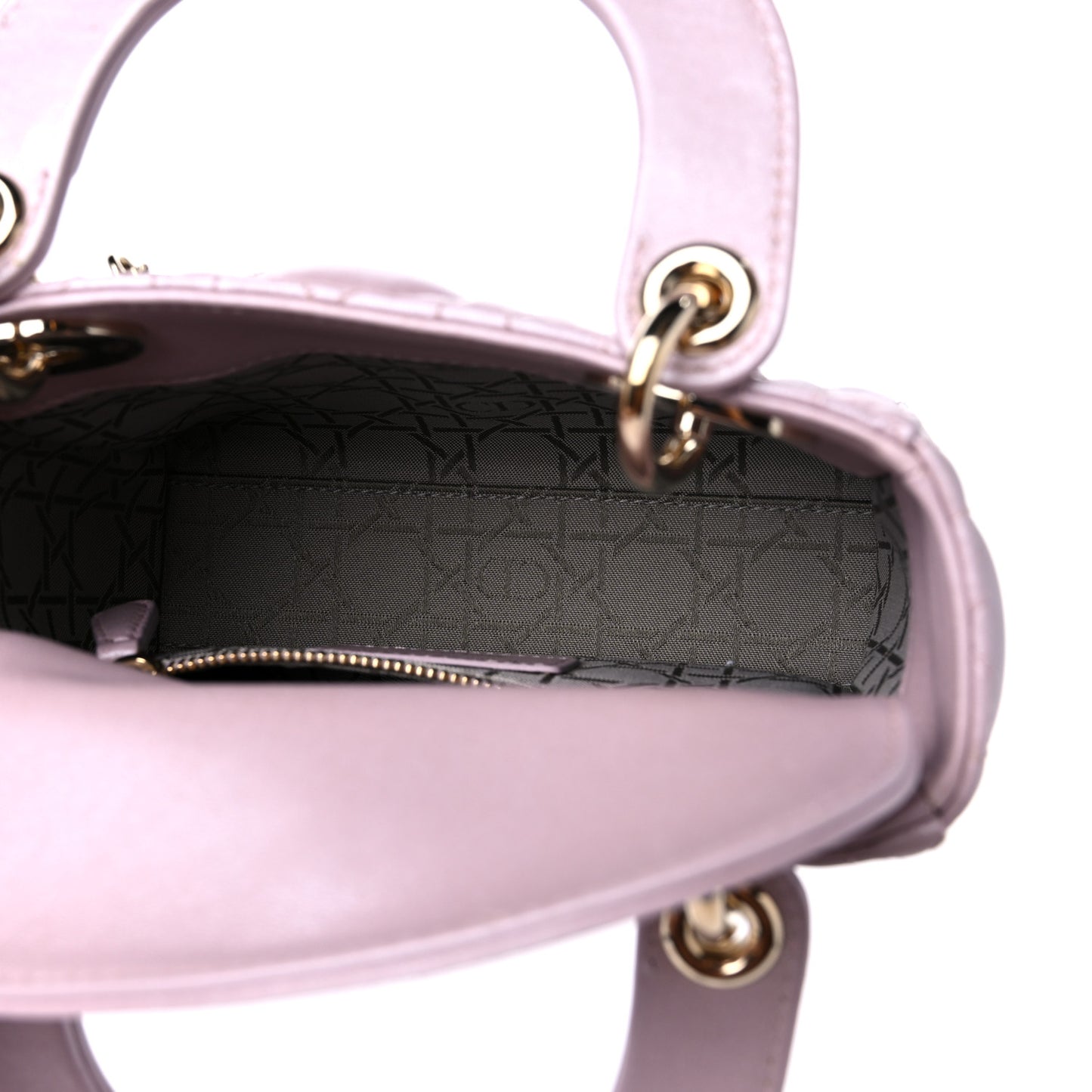 Metallic Lambskin Cannage Mini Lady Dior Lotus