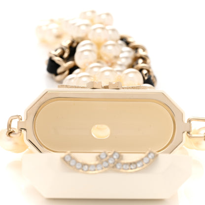 Chanel Resin Crystal Pearl Lambskin Airpods Pro Holder Necklace Pearly White 5 of 6
