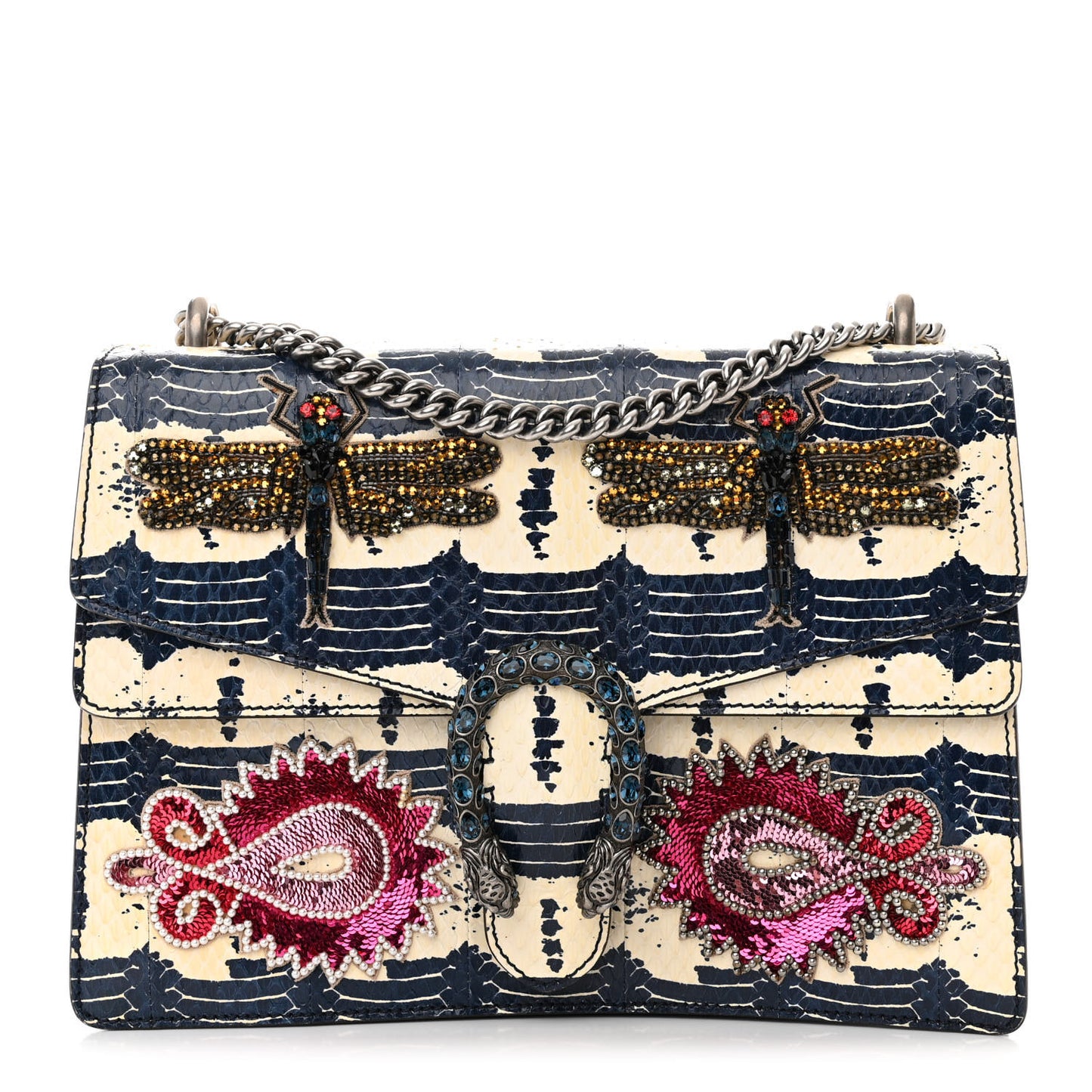 Snakeskin Dragonfly Medium Dionysus Shoulder Bag Blue