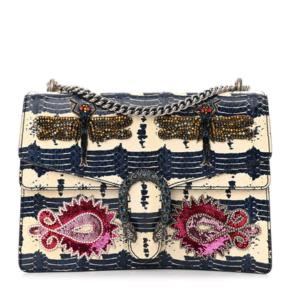 Gucci Snakeskin Dragonfly Medium Dionysus Shoulder Bag Blue 1 of 14