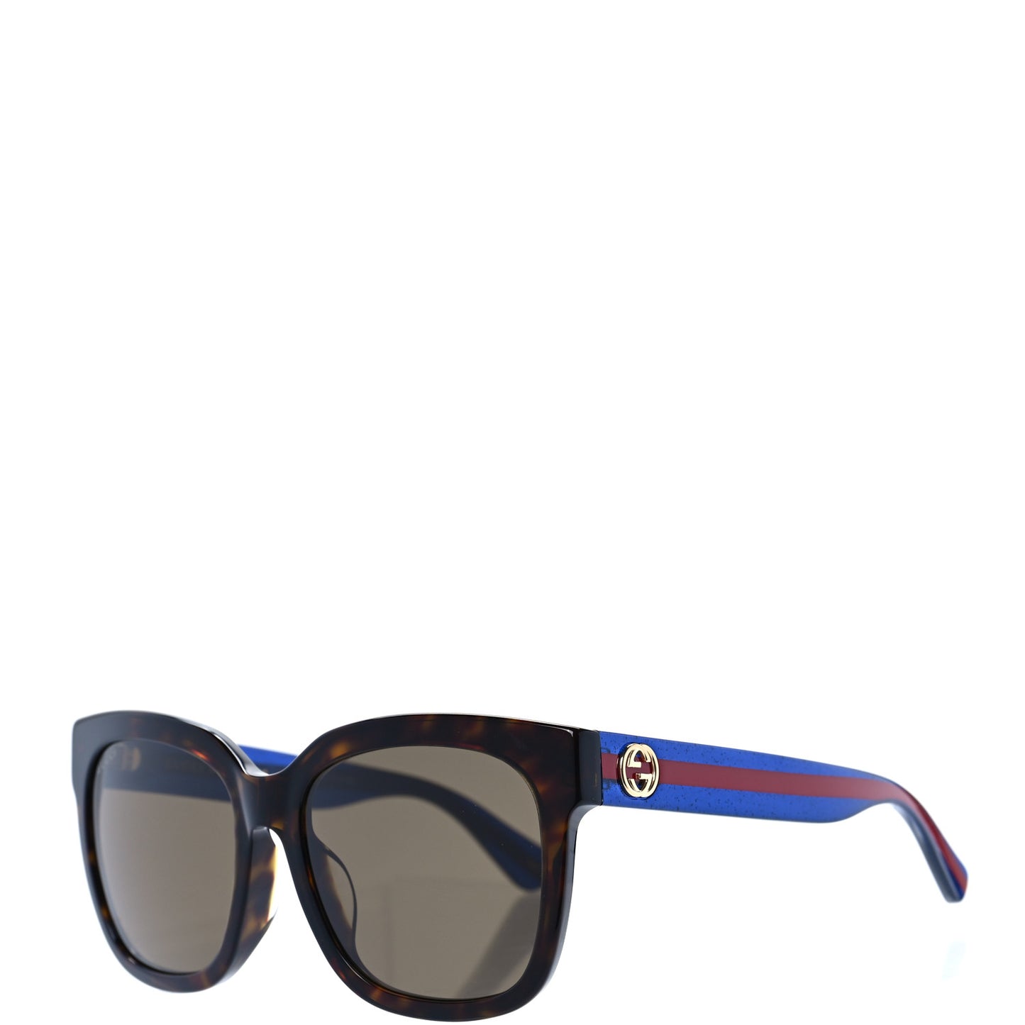 Square Frame Glitter Sunglasses GG0034SA Tortoise Blue