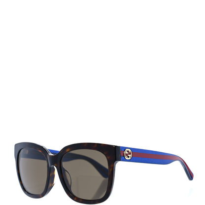Gucci Square Frame Glitter Sunglasses GG0034SA Tortoise Blue 1 of 8
