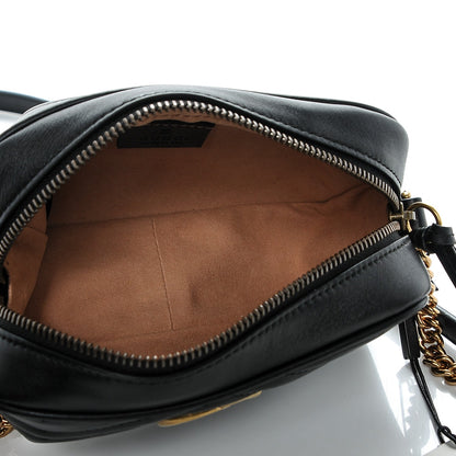 Gucci Calfskin Matelasse Mini GG Marmont Chain Shoulder Bag Black 5 of 6