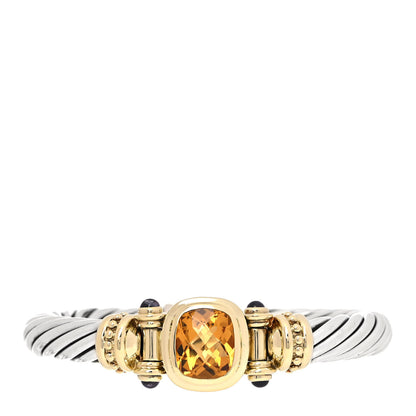 David Yurman Sterling Silver 14K Yellow Gold Citrine Iolite Cable Bracelet 1 of 5