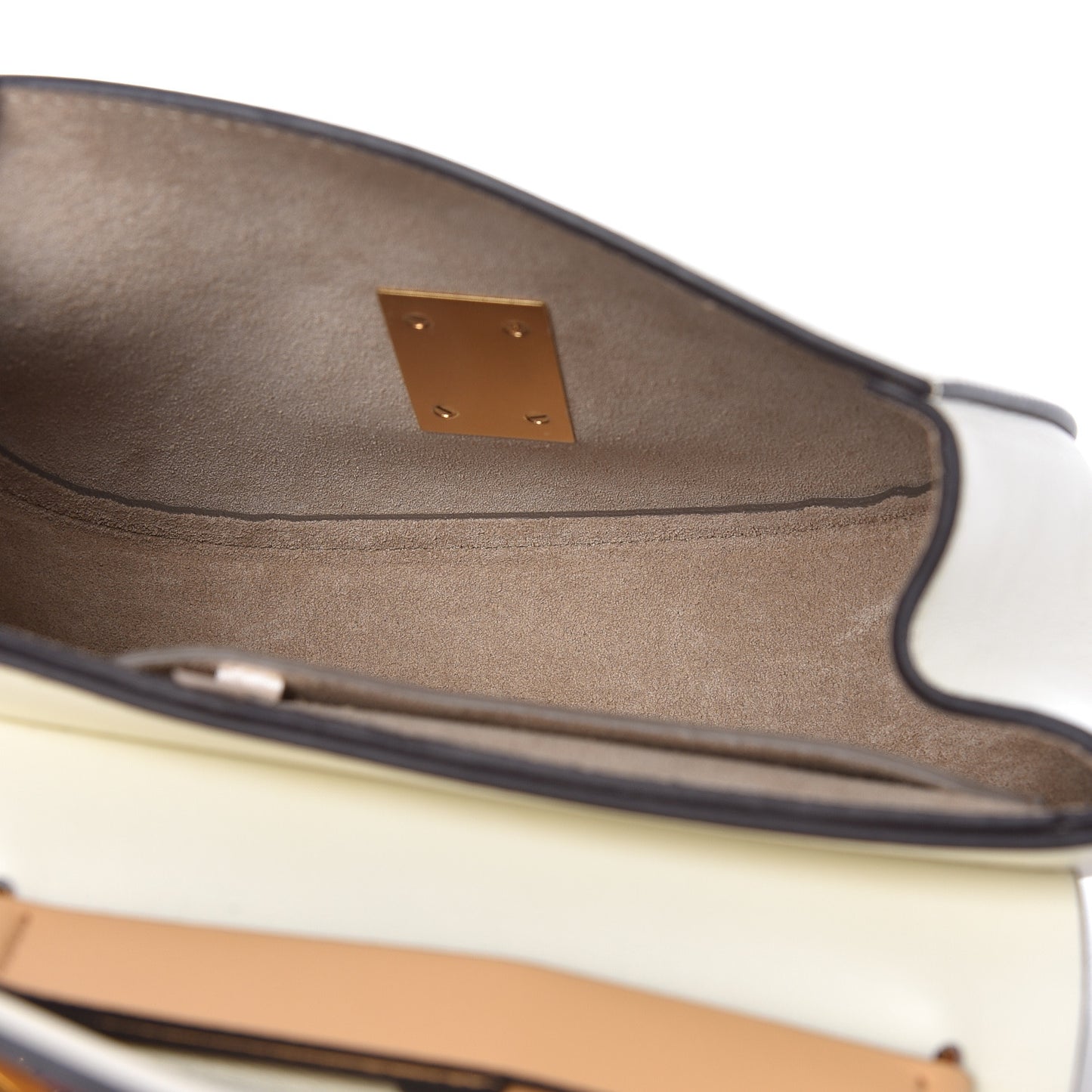 Smooth Calfskin Mini Bi-Color Drew Shoulder Bag Brown White