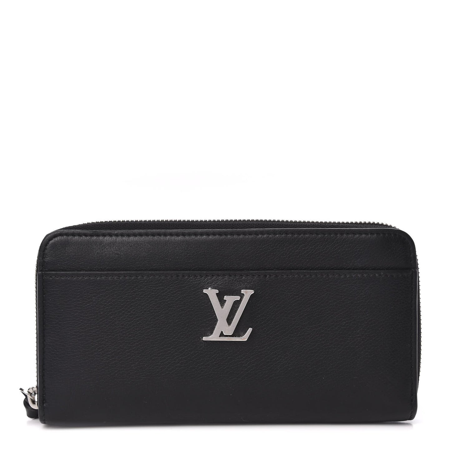 Calfskin Zippy Lockme Wallet Black