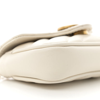Gucci Calfskin Matelasse Heart GG Marmont 2.0 Coin Purse On A Chain Mystic White 8 of 9
